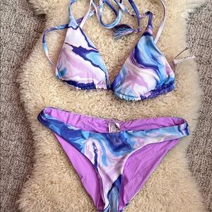 BECCA Blue and Purple Swirl Bikini bundle